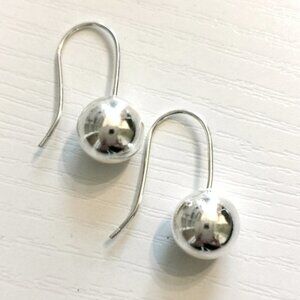 Sterling Silver bead ball drop earrings 8mm 🆕